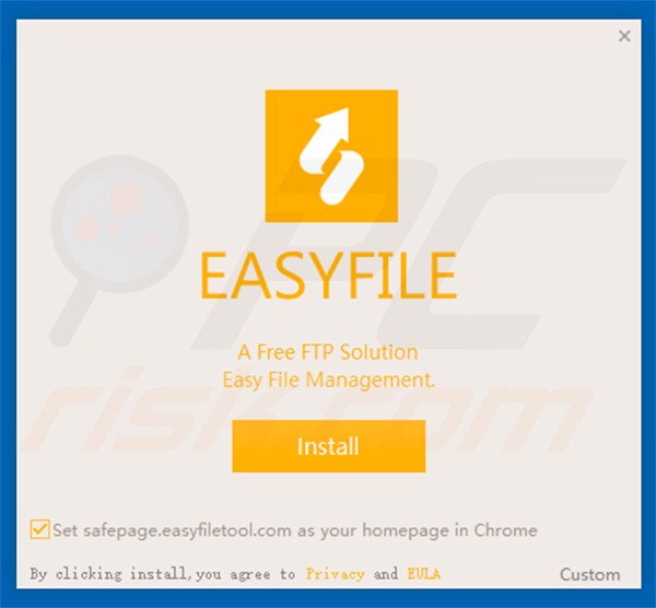 Official EasyFile browser hijacker installation setup