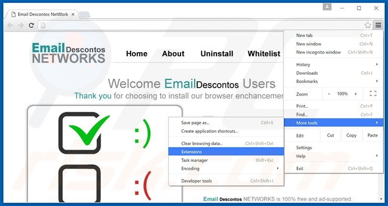 Removing Email Descontos  ads from Google Chrome step 1