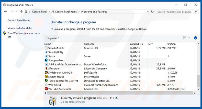 Jungle Gamer adware uninstall via Control Panel