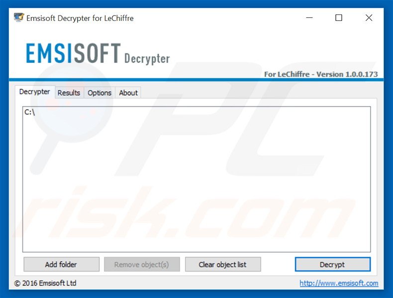 Emsisoft decrypter used for LeChiffre