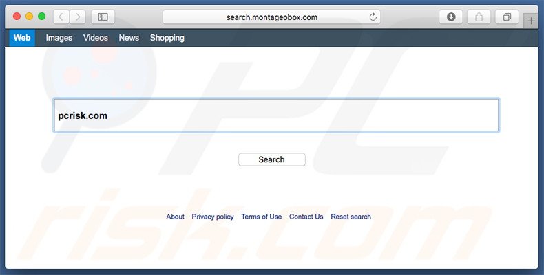 search.montageobox.com browser hijacker on a Mac computer