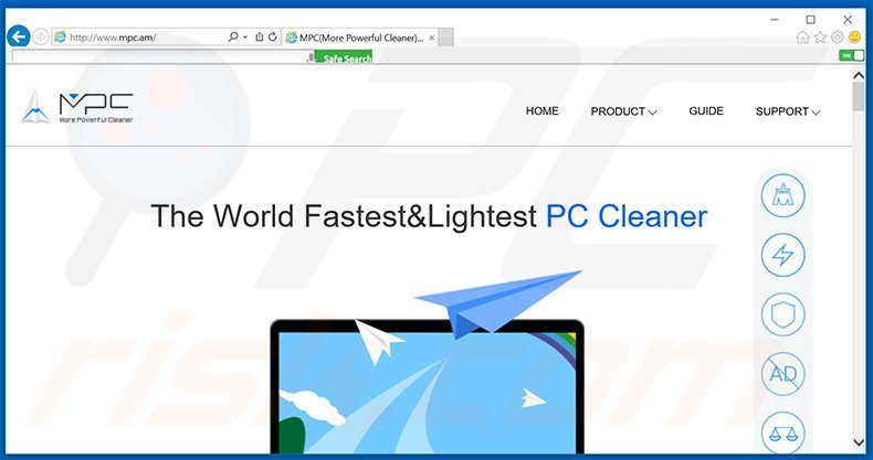 Website used to promote MPC Cleaner PUA