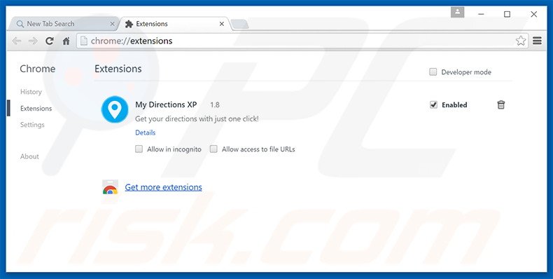 Removing search.mydrivingdirectionsxp.com related Google Chrome extensions