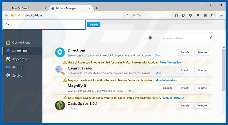 Removing search.mydrivingdirectionsxp.com related Mozilla Firefox extensions
