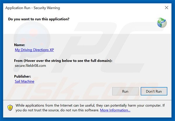 Official My Driving Directions XP browser hijacker installation setup