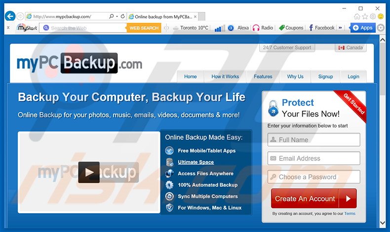 MyPC Backup unwanted application