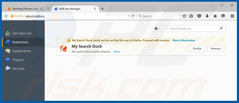 Removing My Search Dock ads from Mozilla Firefox step 2