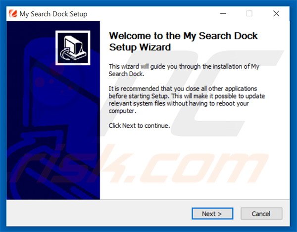 Official My Search Dock adware installation setup