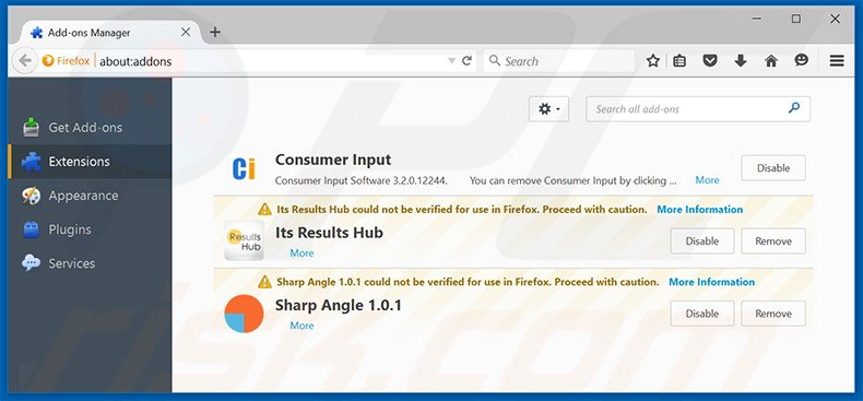 Removing newsearch123.com related Mozilla Firefox extensions