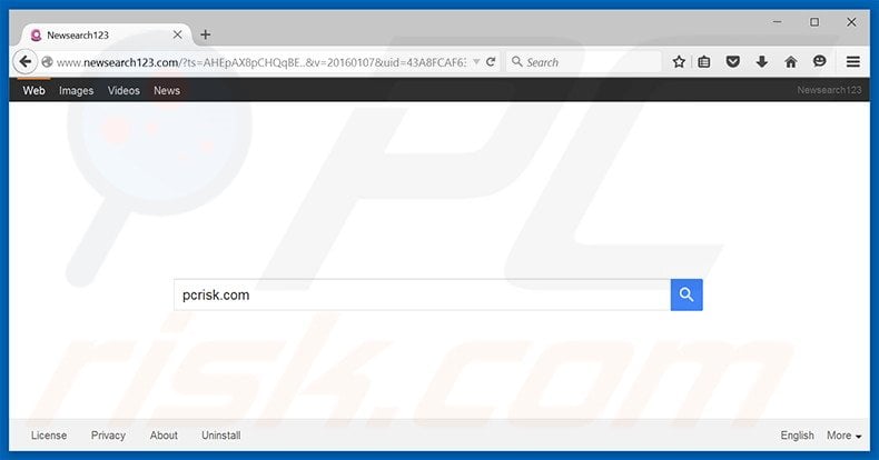 newsearch123.com browser hijacker