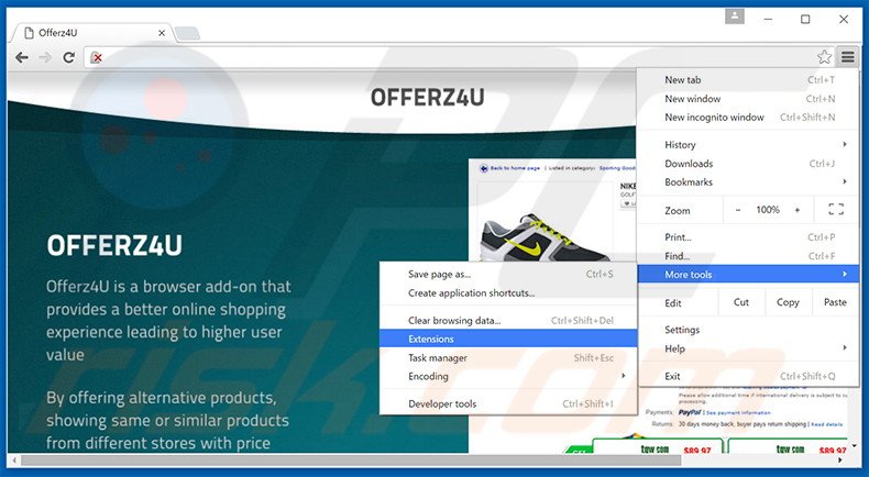 Removing Offerz4U  ads from Google Chrome step 1