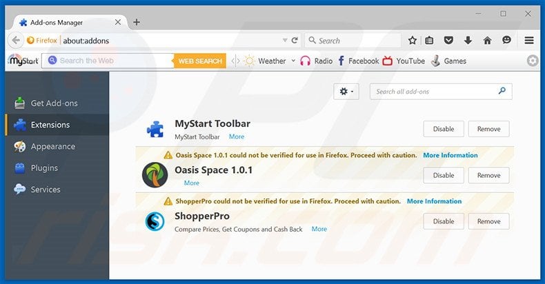 Removing search.onesearch.org related Mozilla Firefox extensions