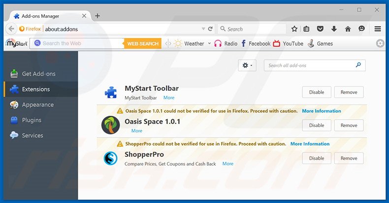 Removing search.onesearch.org related Mozilla Firefox extensions