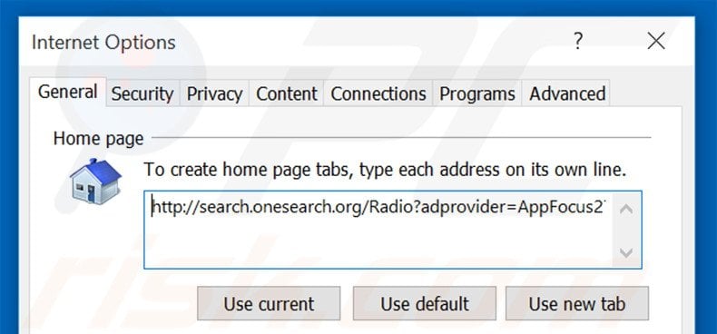 Removing search.onesearch.org from Internet Explorer homepage