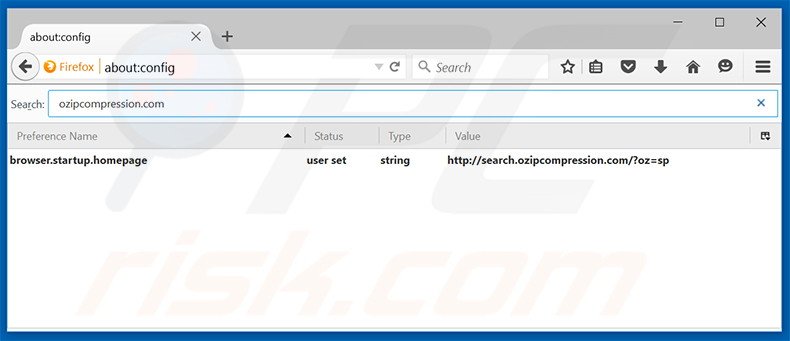 Removing search.ozipcompression.com from Mozilla Firefox default search engine