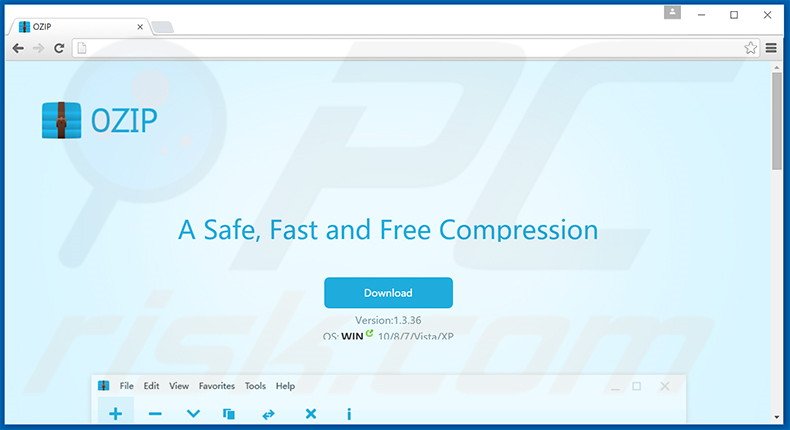 Website used to promote OZIP browser hijacker