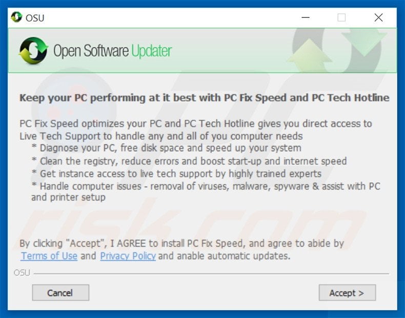 Delusive installer spreading PC Fix Speed