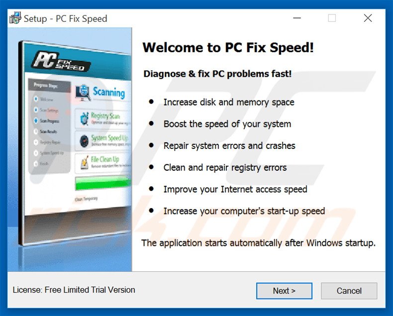 PC Fix Speed installation setup