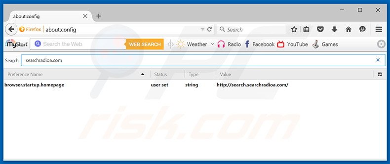 Removing search.searchradioa.com from Mozilla Firefox default search engine