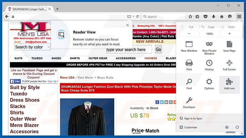 Removing RightTopDeals ads from Mozilla Firefox step 1
