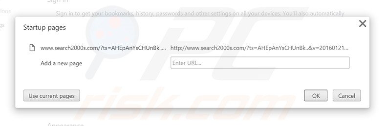 Removing search2000s.com from Google Chrome homepage