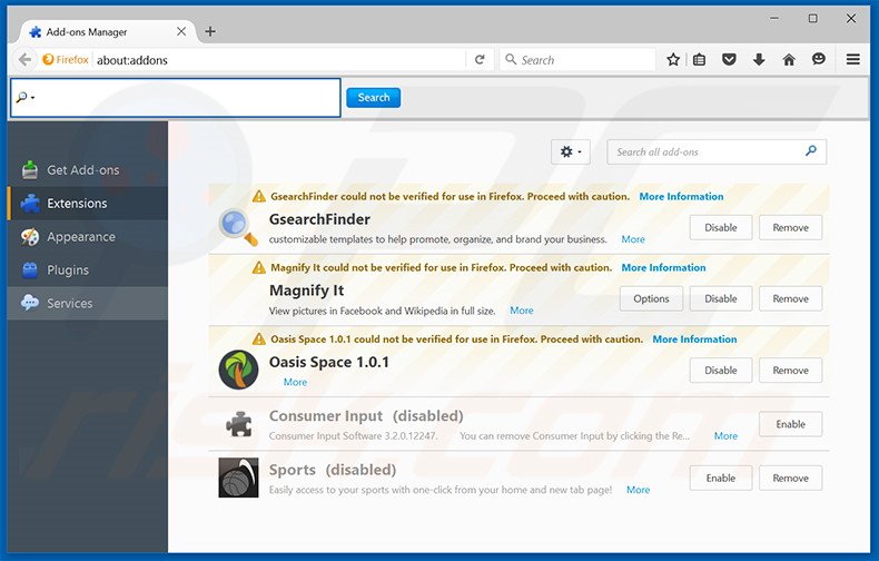 Removing search2000s.com related Mozilla Firefox extensions