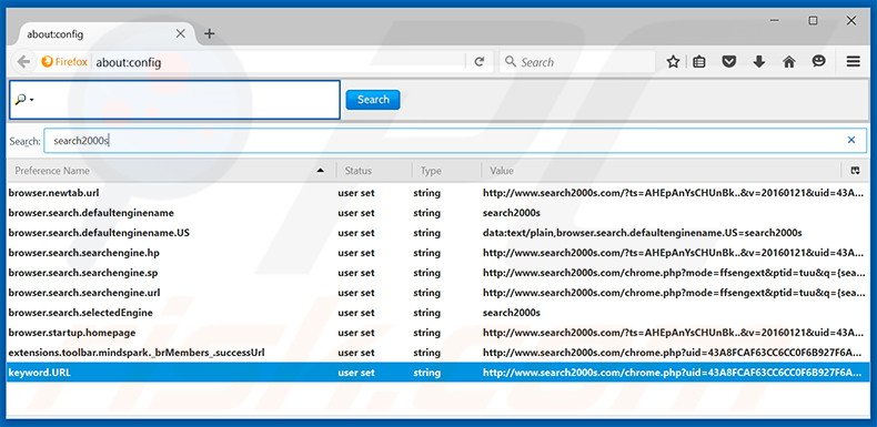 Removing search2000s.com from Mozilla Firefox default search engine