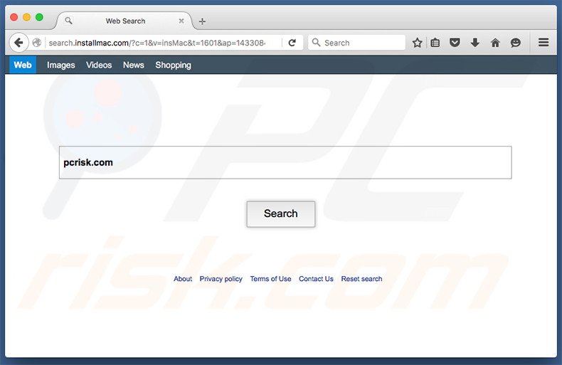 search.installmac.com browser hijacker on a Mac computer