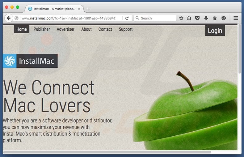Dubious website used to promote search.installmac.com