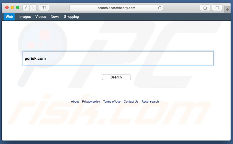 search.searchbenny.com browser hijacker on a Mac computer