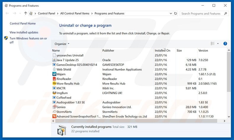 Secure Browsing adware uninstall via Control Panel