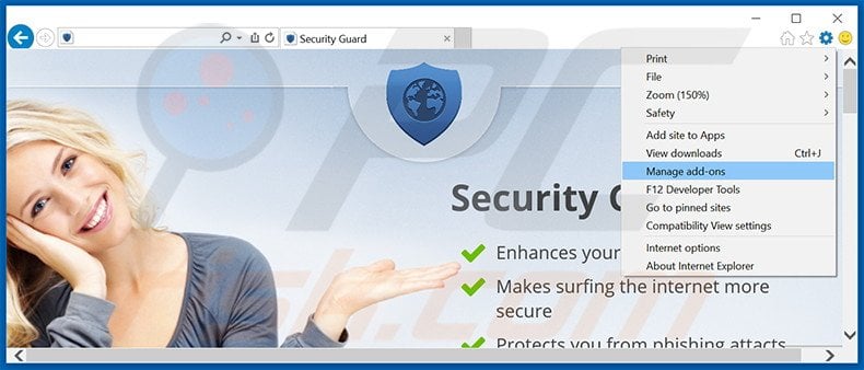 Removing Security Guard ads from Internet Explorer step 1