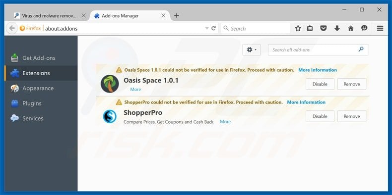 Removing selection tools adware from Mozilla Firefox step 2
