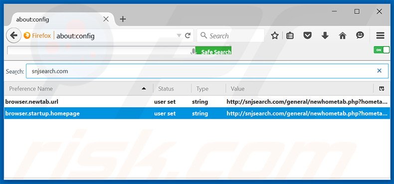 Removing snjsearch.com from Mozilla Firefox default search engine
