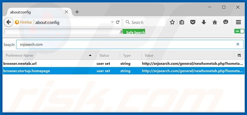 Removing snjsearch.com from Mozilla Firefox default search engine