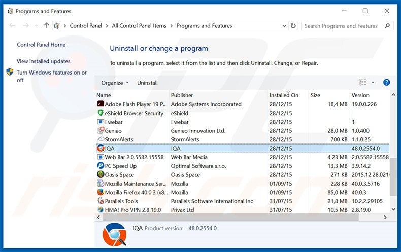 snjsearch.com browser hijacker uninstall via Control Panel