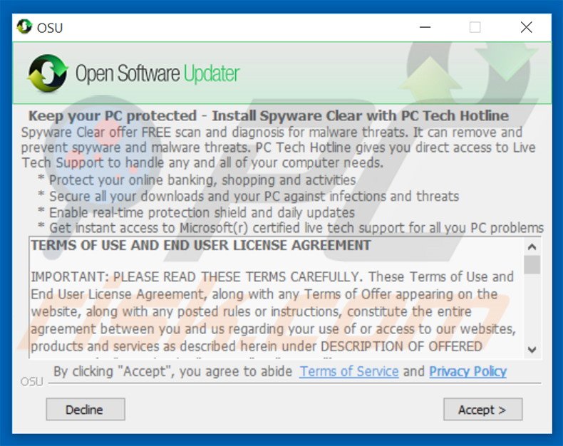 Deceptive installer spreading Spyware Clear