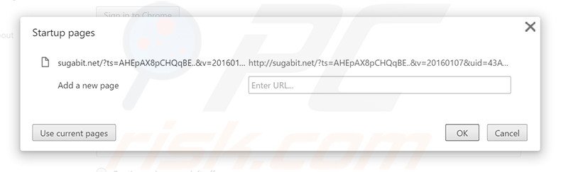 Removing sugabit.net from Google Chrome homepage