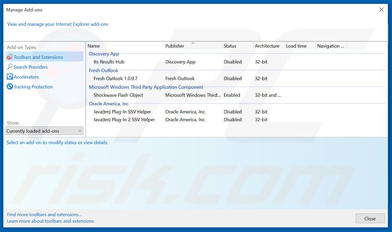 Removing SunnyDay-Apps ads from Internet Explorer step 2