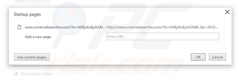 Removing universalsearches.com from Google Chrome homepage