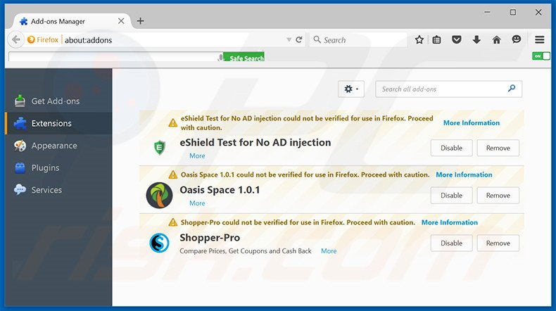 Removing WebVeil ads from Mozilla Firefox step 2