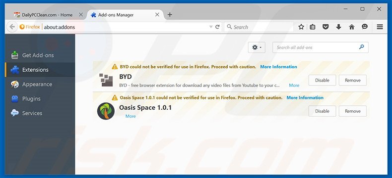 Removing Windoweather ads from Mozilla Firefox step 2
