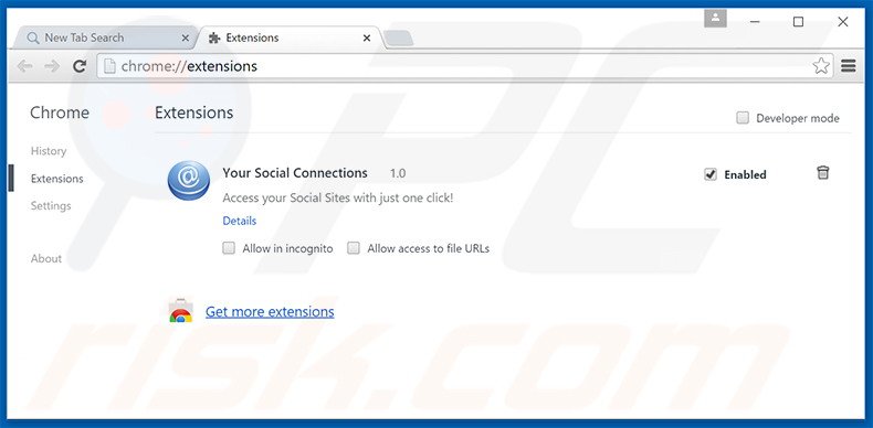 Removing Your Social Center related Google Chrome extensions