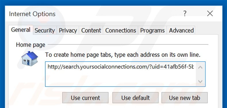 Removing Your Social Center from Internet Explorer homepage