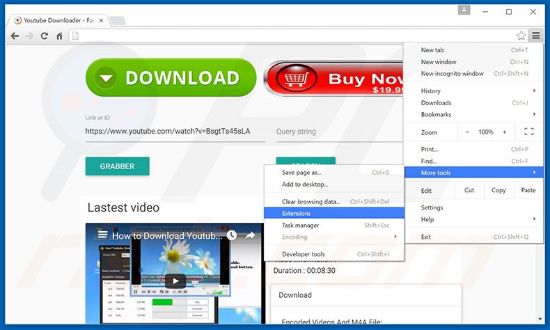 Removing Free Youtube Downloader  ads from Google Chrome step 1