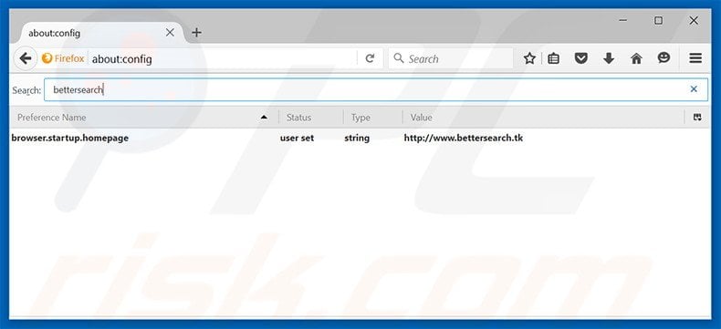 Removing bettersearch.tk from Mozilla Firefox default search engine
