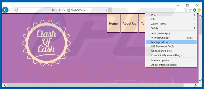Removing ClashOfCash ads from Internet Explorer step 1