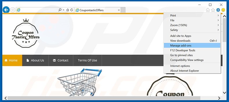 Removing CoupontasticOffers ads from Internet Explorer step 1