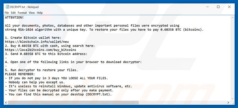 Crypted decrypt instructions