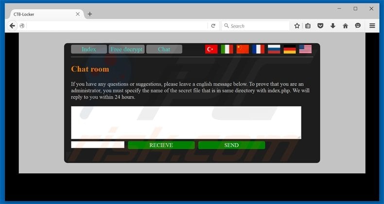 ctb locker encrypting websites - chat room page